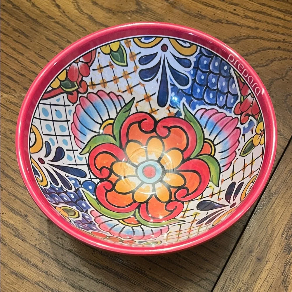 Prepara 9-piece taco serving set with a‎ vibrant Mexican Talavera print design
